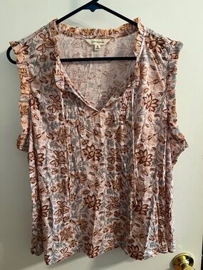 Lucky Brand Pink Floral Tie-Neck Sleeveless Camisole